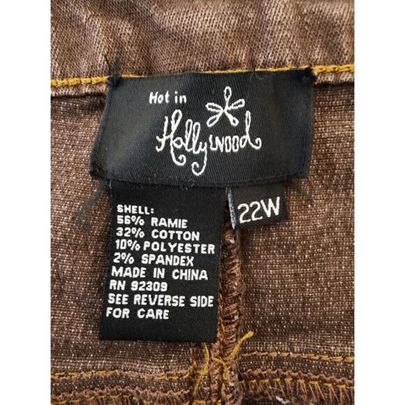 HOT IN HOLLYWOOD Women's Brown Gold Embellishments Western Boho Jeans SZ 22W - Picture 8 of 8